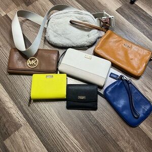 7 pc lot Coach, Michael Kors, Kate Spade & Lululemon Leather Wallet and belt bag